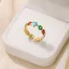 Anillo de Dedo Índice Abierto de Acero Inoxidable Nuevo Tohm Transfronterizo No Descolorante Color Esmalte Simple Anillo de Goteo de Aceite Al por Mayor