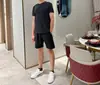 Traje Masculino de Verão com Estampa Completa de Letras B, Secagem Rápida, Seda de Gelo Refrescante, Malha Respirável, Gola Redonda, para o Dia a Dia ao Ar Livre