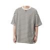 Camiseta Listrada da Moda com Gola Redonda Elástica Masculina Manga Curta Verão Nova Antiamarrotamento Fresca Solta Top Meia Manga Estilo Casal