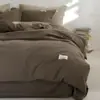 Juego de cama de cuatro piezas con diseño de gofre de clase A, de algodón 60 de calidad para bebés, color sólido, funda de edredón de algodón puro, ropa de cama ligera de lujo de alta calidad