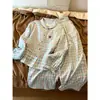 Conjunto de pijama xadrez estilo francês para mulheres, de manga longa, adequado para primavera e outono, com um design doce e elegante, pode ser usado como roupa de casa ou roupa externa, atacado disponível para vendas transfronteiriças