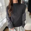 Camiseta de Manga Larga con Media Cremallera H355 para Mujer Otoño/Invierno con Forro de Terciopelo Sudadera Cálida Versátil Adelgazante Cuello Semi-Alto Prenda Base