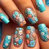 Unhas Vestíveis Transfronteiriças, Coleção Europeia e Americana Mais Vendida, Unhas Postiças Médias Frias Folha de Bordo Raio Outono e Inverno, Adesivos de Unha