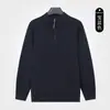 Suéter de Punto Canalé Color Sólido Estilo Old Money para Hombre, Lujoso y Sofisticado, Cuello Alto con Media Cremallera, Top Casual Otoño e Invierno