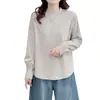 [Especial] 100kg Plus Size Outono/Inverno Novo Simples Versátil Manga Longa com Punho Franzido Camiseta Camada Interna Casual 1089