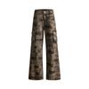 Roupa Feminina de Seda Laranja # American Hottie Calças Camufladas Retrô 2025 Inverno Novo Calças Casuais Retas Slim Slim para Mulheres