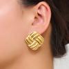 Aretes de Alta Gama Estilo Europeo y Americano Transfronterizo Personalizados Acero Inoxidable Galvanizado Ondulación de Agua Huecos para Mujer Fabricante al por Mayor