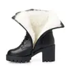 Botas Femininas para Primavera e Outono 2026 Novo Estilo Botas Chelsea com Salto Alto Grosso, Sapatos de Inverno, Cano Médio, Forradas com Lã, Botas Curtas para Mães