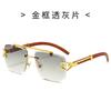 Gafas de sol nuevas 2022 con estampado de madera y cabeza de leopardo para mujer y hombre, doble puente con adorno, gafas de sol con protección solar, gafas de explosión transfronteriza