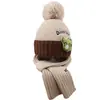 Conjunto de Dos Piezas de Gorro y Bufanda para Niños Diseño de Dinosaurio de Dibujos Animados Traje para Bebé Niño y Niña Gorro de Lana Cálido para Niños Medianos y Grandes