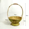 Cesta de arreglo floral tejida en bambú retro de mano cesta de flores rociadas adorno Zen recipiente chino para arreglo floral Ikebana tubo de bambú