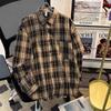 Nova Camisa de Lã Xadrez Estilo Japonês Outono Masculina Marca Tendência Moda Casual Solta Jaqueta Camisa
