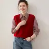 Nueva colección de otoño e invierno: Chaleco de cachemira para mujer, holgado, de cuello en V, grueso, sin mangas, perfecto para usar debajo de suéteres