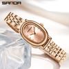Relógio Feminino SANDA Oval com Pedras de Diamante Mostrador Pequeno Nicho Ins Sentido Avançado Relógio de Estudante Retro Clássico Relógio de Pulso Feminino a Quartzo