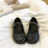 Sapatos Baixos Estilo Ballet com Solado Grosso, Bolinhas Francesas, Bico Redondo, Mary Jane para Mulheres, Nova Chegada de Verão, Versátil, Moda, Corte Baixo, Sapatos Únicos