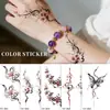 Adesivos de Tatuagem Coloridos de Flor e Cobra Criativos Transfronteiriços, Impermeáveis de Longa Duração, Maquiagem Corporal Elegante Tradicional para Braços de Meninas