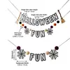 Suministro Especial para Halloween Transfronterizo Letras de Fieltro Escoba Pompones Festival de Fantasmas Red de Araña Banderín de Tirar Decoración de Chimenea OEM Dropshipping