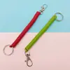 Retrátil plástico mola fivela corda chaveiro linha de cor chaveiro elástico anti-perda saco corda do telefone móvel