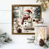 Muñeco de Nieve Navideño Nariz Pájaro Marco de Fotos de Madera Pasillo de Sala de Estar Restaurante Decoración de Pared de Fondo de Lujo Ligero