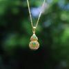 S925 prata oca cabaça pingente colar banhado a ouro feminino jasper cabaça jade colar presente