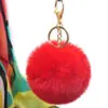 Al por mayor en stock Bola de pelo de imitación de conejo Rex de 8 cm llavero colgante lindo para mujer bolso de coche teléfono móvil colgante de felpa