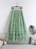 Saia de Bolo Patchwork em Renda 2026 Primavera, Verão, Outono, Inverno Novo Estilo Saia Midi Saia Longa Evasê Saia de Tule Bufante
