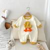 Macacão de Bebê Inverno Forrado com Fleece Espessado Estilo Coreano Quente Macacão de Manga Longa Roupa Externa para Bebê Desenho Animado Roupas para Engatinhar
