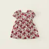 Vestido Floral Rosa para Meninas Estilo Novo Verão 2026, Doce Vestido Princesa de Manga Curta, Moda Bebê Estilo Coreano Vestido de Verão