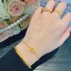 Anillo, Collar y Pendientes Cuadrados Pequeños de Diamante Amarillo Estilo Familia Zhou para Mujer, Anillo de Dedo Índice Dorado de Imitación, Juego de Joyería de Moda al por Mayor