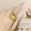 Camellia TikTok novo retangular diamante menina rosa cristal conjunto banhado a ouro nicho versátil moda brinco de tarracha anel