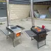 Estufa de Leña Portátil para Exteriores Estufa para Exteriores de Acero Inoxidable Camping Cocina Parrilla para Barbacoa Estufa Plegable de Leña Tour de Viaje en Coche