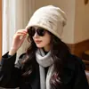Gorro de Lana Holgado de Cabeza Grande para Mujer, Gorro de Punto Rizado Cálido para Otoño e Invierno, Gorro de Moda para Exteriores de Celebridad de Internet para Clima Frío