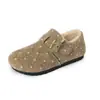 Zapatos Birkenstock de Invierno Nuevos con Lunares Forrados de Felpa Engrosados Zapatos de Casa para Mujer sin Cordones Mocasines Ligeros Antideslizantes Moda Zapatos de Algodón