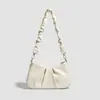 Bolso de Hombro Nube de Perlas para Mujer GDCK, Bolso de Mano de PU Blanco Crudo, Incluye 2 Correas