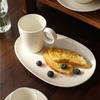 Taza de Cerámica Blanca Pura para Café, Juego de Taza y Platillo de Alta Gama, Taza para Desayuno en Casa, Taza para Latte, Taza para Latte Art de Cappuccino, Engrosada