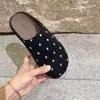 Ponto de bolinha pessoa preguiçosa outono 2026 estilo coreano novo modelo espesso usar pessoa preguiçosa meias chinelos Birkenstock sola bico fechado slip-on sapatos mulheres