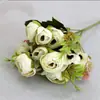 Flores Artificiais Transfronteiriças, Botões de Chá com Diamante, Rosas de Chá, Botões de Crisântemo, Arranjos de Flores Artificiais para Casamento, Buquês de Flores, Decorações de Mesa para Fotografia