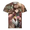 Verão Novo Estampado 3D Gola Redonda Manga Curta Periférico de Animação Bidimensional Amor de Luz e Noite Tendência Justa Jaqueta Pain