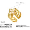 Mili Versátil Flor Noble Incrustada Circonio Acero Inoxidable Resistente al Color Moda de Gama Alta Conjunto de Anillos de Joyería para Mujeres