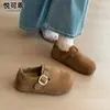 Sapatos femininos estilo Birkenstock, de couro genuíno, com aumento de altura e sola grossa, coleção outono 2026, mocassins de calçar, estilo popular, design totalmente fechado