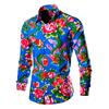 2025 Exportación Nueva Camisa Casual Multicolor para Hombre Flor Grande del Noreste Manga Larga Moda Delgada Solapa Camisa de Moda
