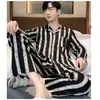 Pijamas Nuevos para Hombre Primavera y Otoño Manga Larga Imitación Algodón Talla Grande Otoño e Invierno Conjunto Casual para el Hogar para Hombre Que Se Puede Usar Afuera
