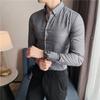 O ano todo em estoque Camisa masculina de manga comprida com caimento para todas as estações slim fit elegante Xadrez leve familiar casual camisa masculina