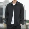 Camisa de hombre de color liso para primavera y verano, holgada, estilo business casual, camisa juvenil, suave, guapa, fina, de manga larga, tipo abrigo, moda