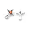 Brincos de Titânio F136 Estrela de Quatro Pontas com Zircônia Redonda, Piercings de Nariz de Zircônia, Piercings de Hélice Auricular, Joias de Piercing em Liga de Titânio G23, Piercings de Concha Auricular