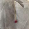 Celebridade da Internet Elegante Nicho Prata Esterlina s925 Corrente de Clavícula Coração Vermelho Pequeno Ouro Raso Luxo Leve Pingente Coração de Amor Colar Feminino Ins Tendência