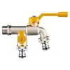Grifo Exterior Engrosado, Antihielo, Una Entrada y Dos Salidas, para Lavadora de Patio, Comercio Transfronterizo, Grifo Exterior de Doble Salida, Control Dual