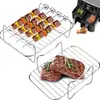 Grelha para churrasco de air fryer, rack vertical para espetinhos de aço inoxidável 304, rack desidratador, suporte para churrasco, rack para torrar pão