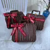 Estuche de Ratán Maleta de Ratán Estuche de Regalo Vintage Estuche de Ratán Color Caramelo Caja de Regalo de Acompañamiento de Alta Gama para Hombres de Boda