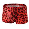 Cueca Boxer Masculina Popular Transfronteiriça com Estampa de Leopardo, Boxer Respirável de Seda Gelada com Design Convexo, Roupa Íntima Sexy da Moda para Boate